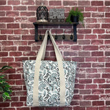Anju Jewelry - Handcrafted Canvas Bag with Block-Printed Teal Oasis