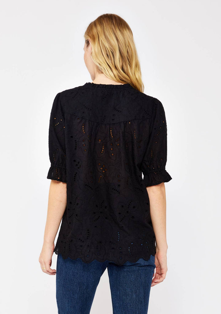 Lovestitch - Embroidered Eyelet Cotton Summer Top