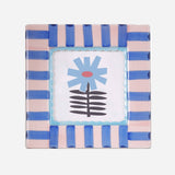 ChagoArt - Hand-painted Ceramic Photo Frame, Blue Stripe