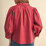 &MERCI - PUFF SLEEVE BUTTON DOWN TOP MTP5145