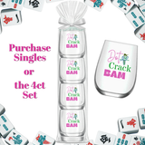 Fabuplates - Mahjong Stemless 4 ct Set Wine Glasses "Dot Crack Bam"