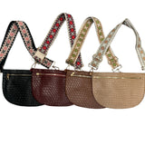 crossbody bum bag with pattern strap