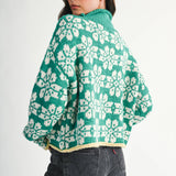 AEMI + CO - 3482IK Floral Fair Isle Mock Neck Sweater