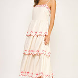 Strut & Bolt - Seashell Embroidery Scallop Layered Midi Dress