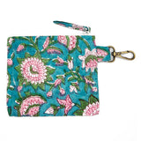 Anju Jewelry - Quilted Block-Printed Travel Pouch - Aqua Bloom