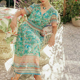 Current Air - Floral Border Print Surplice Midi Dress