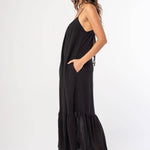 Lovestitch - Striped Scoop Neck Ruffle Hem Maxi Dress