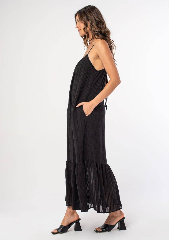 Lovestitch - Striped Scoop Neck Ruffle Hem Maxi Dress