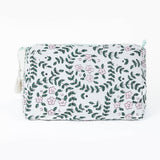 LA Soul - White Floral print Quilted Cotton Toiletry Bag Set