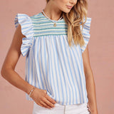 Strut & Bolt - Stripe Color Smocking Detail Top