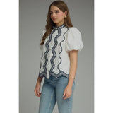 STYLE USA - Solid short puff sleeve top