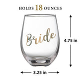 Lillian Rose - Gold "Bride" Stemless Wine Glass