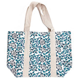 Anju Jewelry - Handcrafted Canvas Bag with Block-Printed Blue Thistle