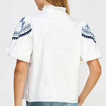 Strut & Bolt - Embroidered Puff Sleeve Top