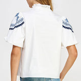 Strut & Bolt - Embroidered Puff Sleeve Top