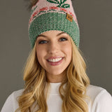 Panache Apparel Co. - Lt. Pink Cherry Pattern Pom Hat