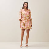 Able - AD2699 Tropical belted mini shirt dress
