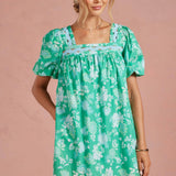 Strut & Bolt - Botanical Garden Ric-Rac Puff Sleeve Mini Dress