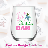 Fabuplates - Mahjong Stemless 4 ct Set Wine Glasses "Dot Crack Bam"