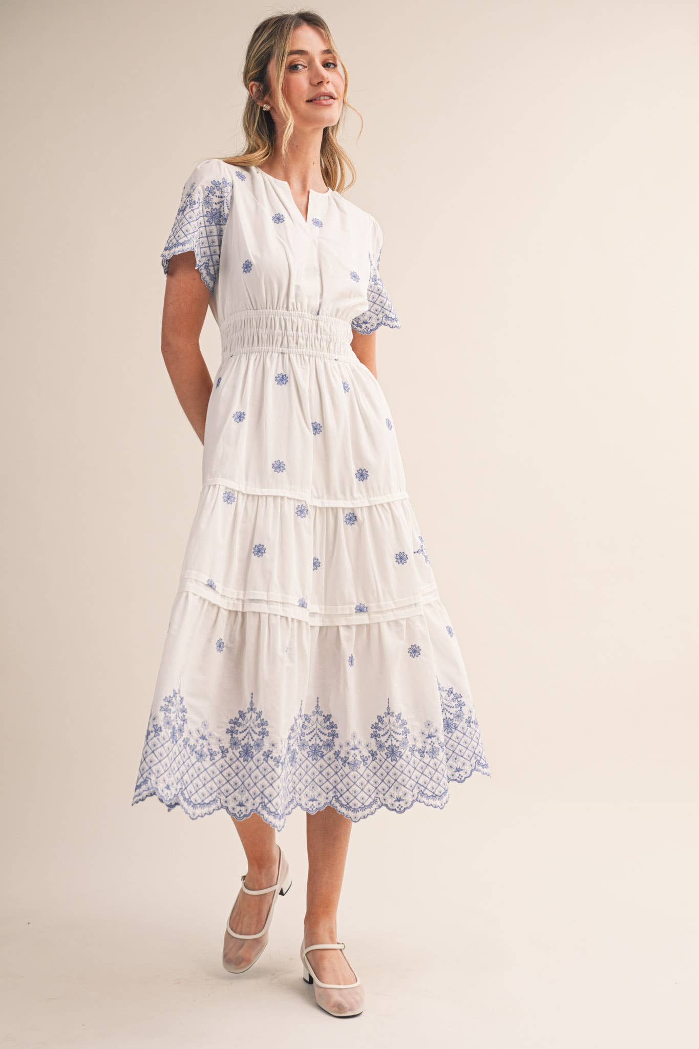 dressberry women floral embroidered fit and flare midi dress reviews &MERCI