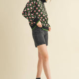 &MERCI - FLORAL MOCK NECK HALF ZIP PULLOVER MSW10829