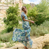 Piti Cuiti - OCEAN PEARL LONG DRESS WITH SHORT SLEEVES