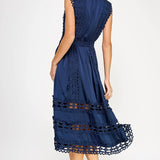 Strut & Bolt - Scallop Edge Crochet Trim Satin Midi Dress