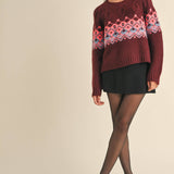 &MERCI - CABLE KNIT FAIR ISLE SWEATER MSW10679