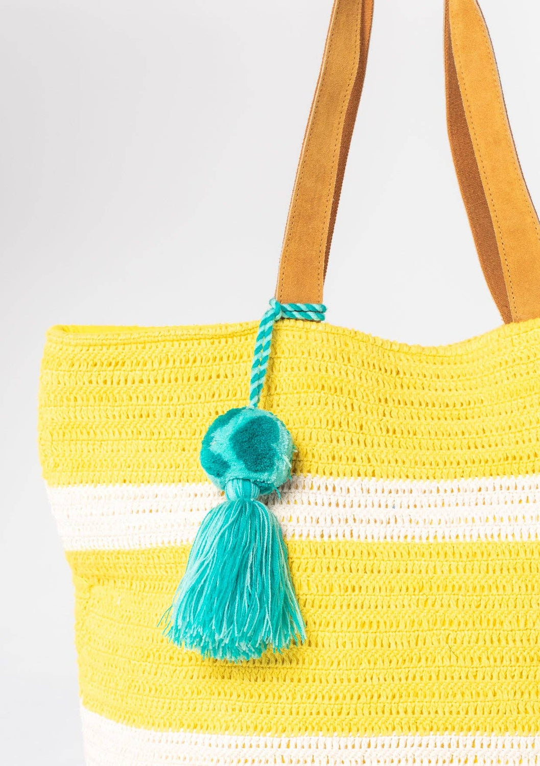 Lovestitch - Yelllow Woven Striped Beach Tote