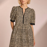 Strut & Bolt - Scallop Print Puff Sleeve Mini Dress