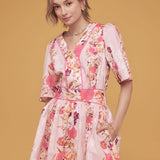 Strut & Bolt - Romantic Floral Print Contrast Piping Mini Dress