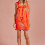 Strut & Bolt - Embroidered Tie Shoulder Sleeveless Mini Dress