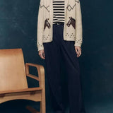 Rosa Clothing - Ocean Sailboat Jacquard Shawl Cardigan