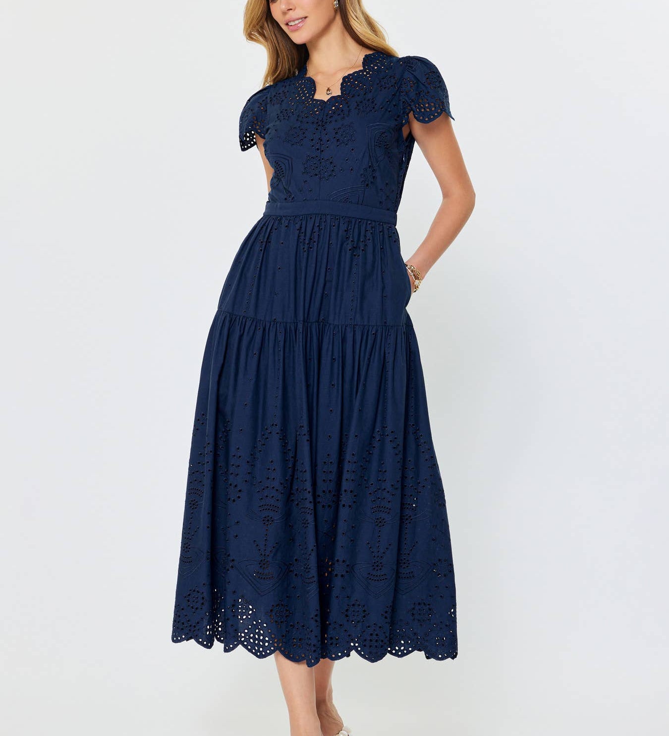 Current Air - Eyelet Embroidered Maxi Dress