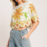FLYING TOMATO - A printed woven crop top - IT14008B