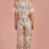 Strut & Bolt - Garden Party Crochet Contrast Trim Satin Shirt