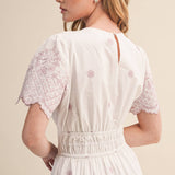 &MERCI - FLORAL EMBROIDERY TIERED MIDI DRESS MDR4566
