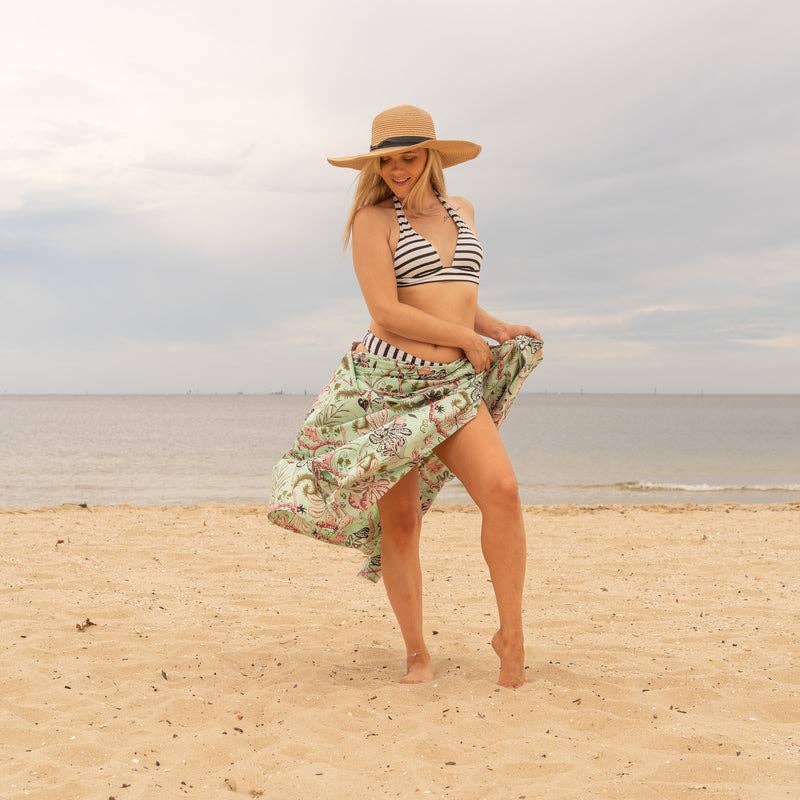 Boho-Eclectica - Women's Green Florals - 100% Cotton Sarong