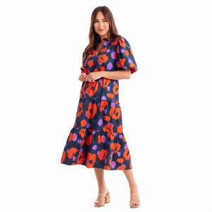 Cherry Leopard Tiered Midi Dress