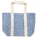 Anju Jewelry - Block Printed Canvas Tote - Blue Herringbone