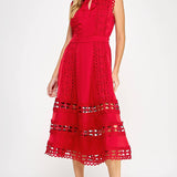 Strut & Bolt - Scallop Edge Crochet Trim Satin Midi Dress