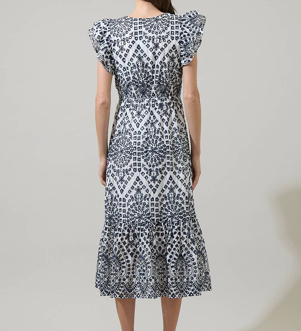 Sugarlips - At Sea Eyelet Zayla Midi Dress