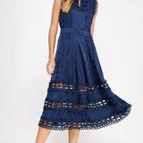 Strut & Bolt - Scallop Edge Crochet Trim Satin Midi Dress