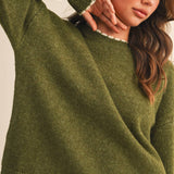 &MERCI - CONTRAST KNIT SCALLOPED EDGE SWEATER MSW11114