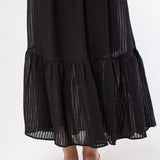 Lovestitch - Striped Scoop Neck Ruffle Hem Maxi Dress