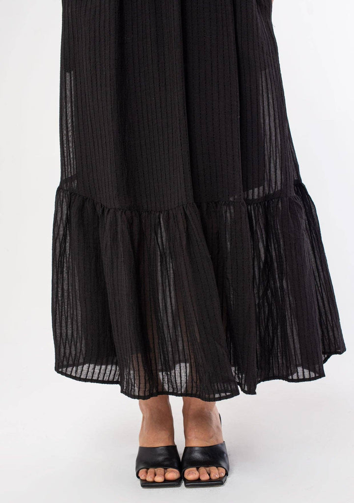 Lovestitch - Striped Scoop Neck Ruffle Hem Maxi Dress