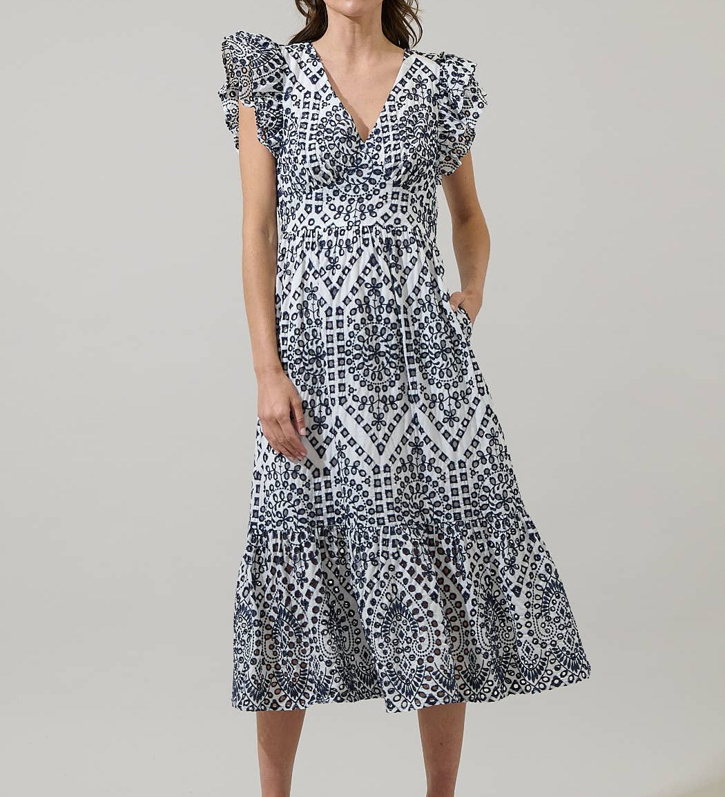 Sugarlips - At Sea Eyelet Zayla Midi Dress