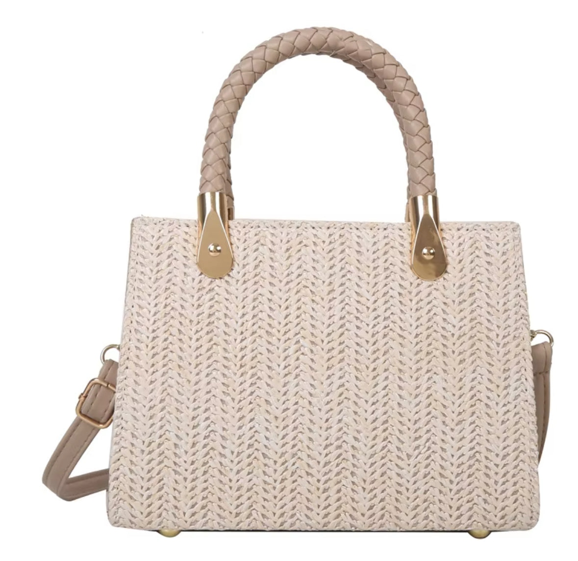 Raffia Braided Handle Crossbody Bag