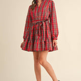&MERCI - PLAID MINI DRESS WITH TIERED RUFFLE TRIM MDR3538