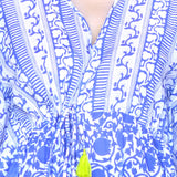 Dolma - Nayla Block Printed Kaftan Blue